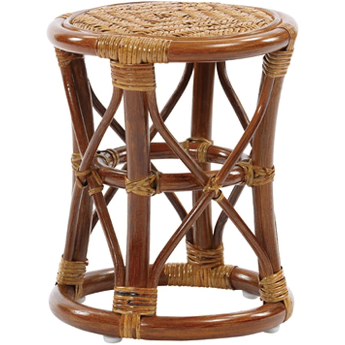 Sunflower Rattan Rattan Stool Brown Diameter 29 x Height 35cm Lightweight Durable C405HR