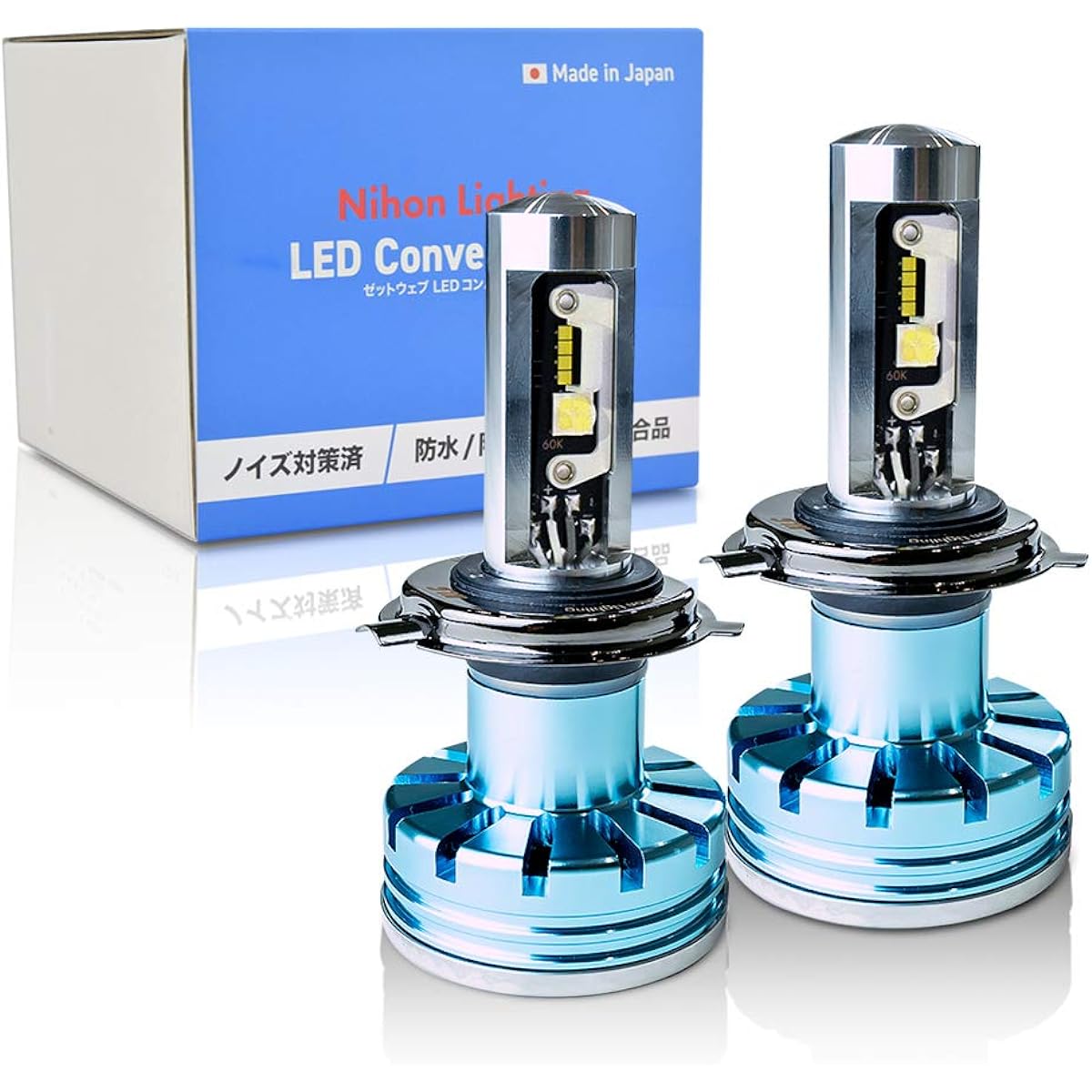Nippon Lighting [High Spec Model] Japanese LED Headlight H4 Lo:6000K Hi:6,500K Vehicle Inspection Compatible, 12V Only
