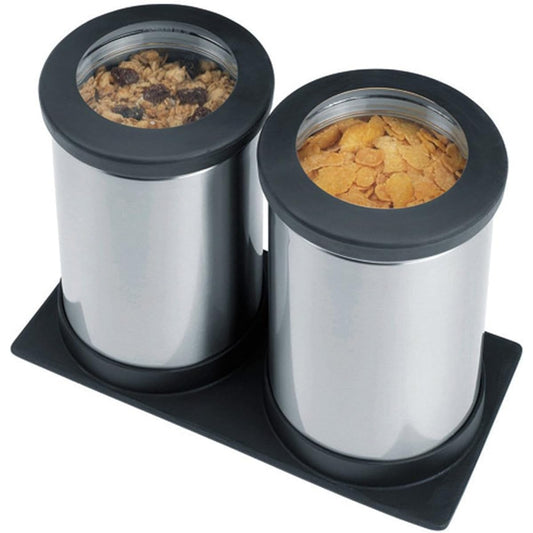 Brabantia Clear Top Canister 0.5L Set of 2 with Tray 41562-3
