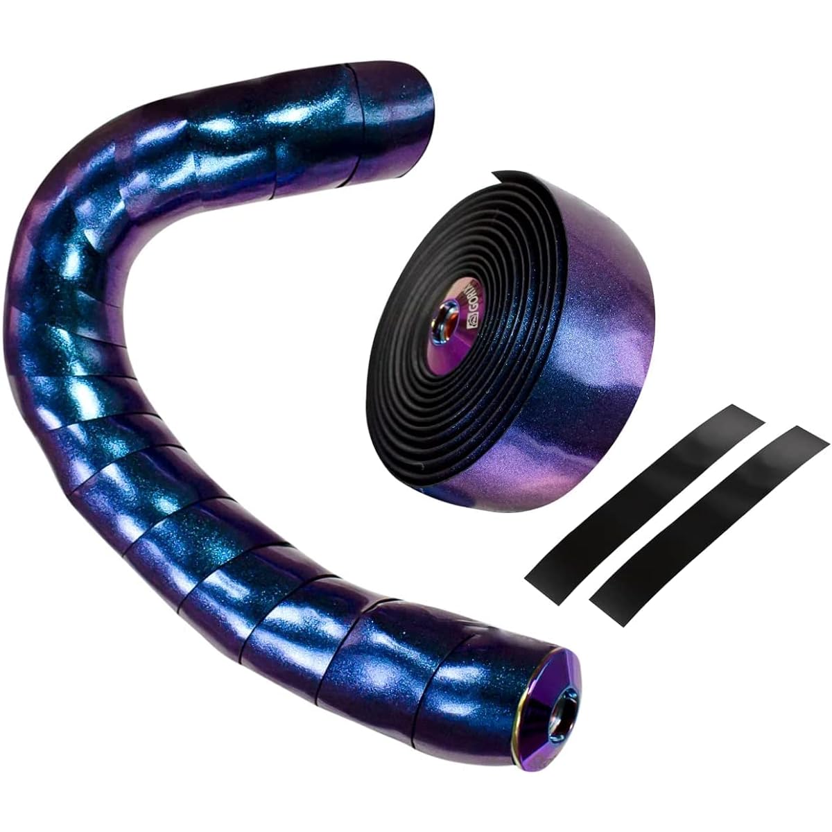 GORIX Road Bike Bar Tape Bicycle Oil Slick (GX- Rainbow) Bicycle Handlebar Tape, Stylish, Shock Absorption, Design, Grip Power, Handle Grip, Fixed End Cap Handle Grip Handlebar Tape