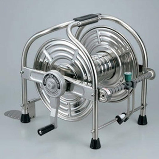 HATAYA Stainless steel hose reel, body only, for 40m winding, with power handle, with stainless steel pedal SLA-0