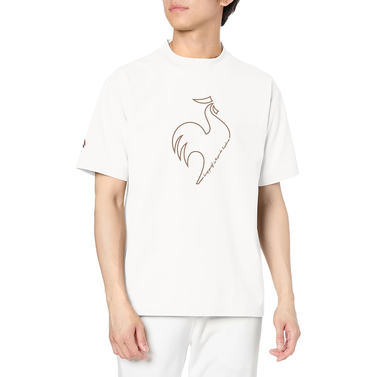 [Le Coq Sportif] T-shirt LCS Plume Half Sleeve Shirt Sweat Absorbent Stretch Shape Stable Skin Dry Short Sleeve Big Logo Lightweight Mock Neck