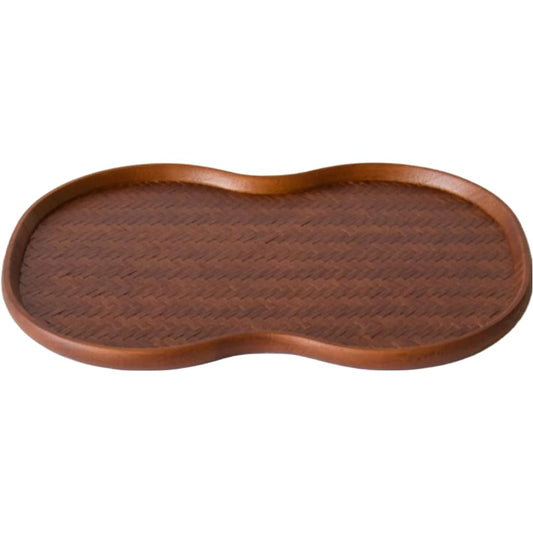 Kochosai Kosuge Tray Obon Plate Set (Ajiro Tray Red) / Made in Japan Bamboo Madake Paulownia Bamboo Tray Placemat Tea Mat Rug Japanese Modern Dining Table Decoration Obon