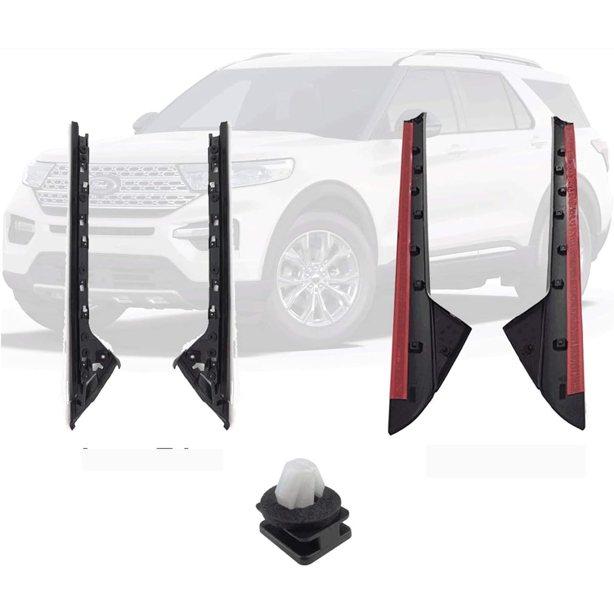 FlexLine JAAGS 2011-19 FORD Explorer Windshield outer (glossy) & Inner Trim Pillar Molding Right & Left+Clipford Explorer Driver and passenger side trimmolding DW1843