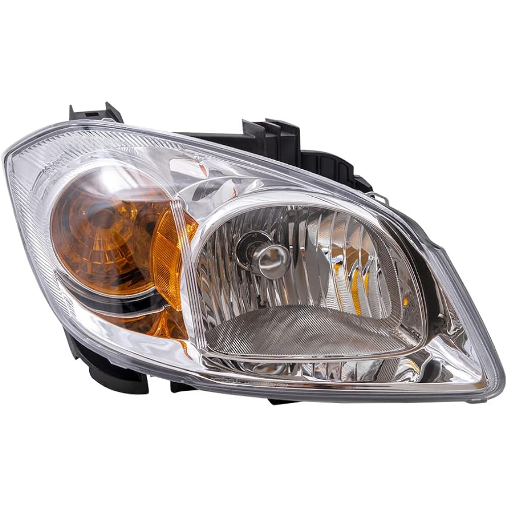 BROCK replacement driver and passenger seat set headlight clear lens with amber signal reflective plate 2005-2010 cobalt compatible