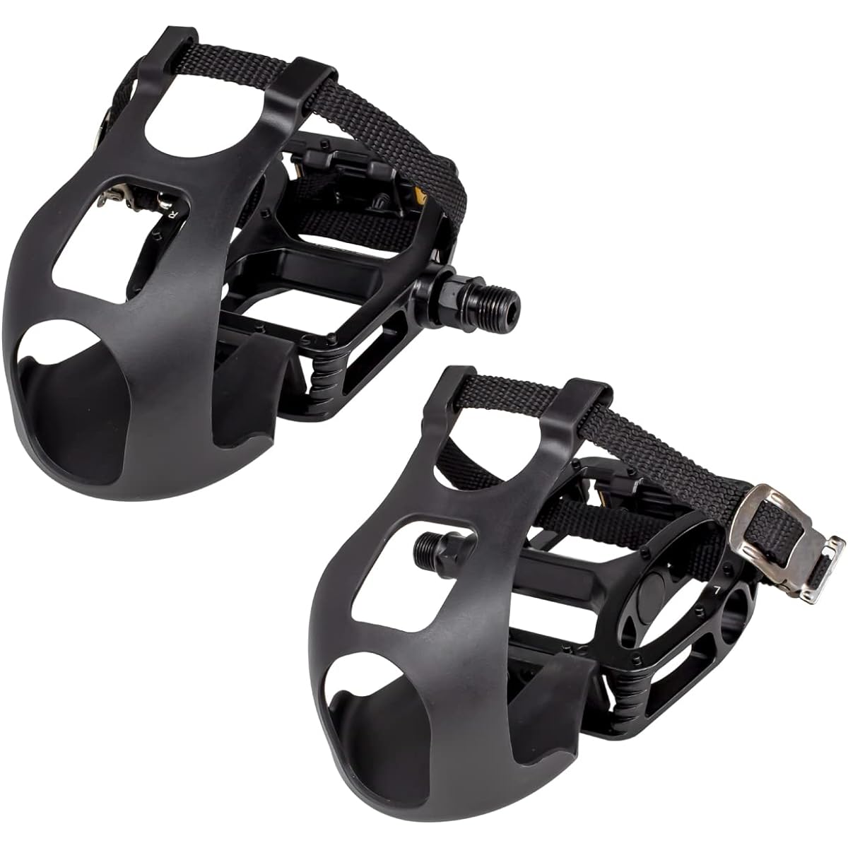 GORIX Flat Pedal Toe Clip Set with Strap Bicycle Pedal Toe Clip Integrated Toe Clip Fixed Strap Cycle Pedal Cross Bike Spin Bike Road Bike Spin Bike (GX-TOE829)