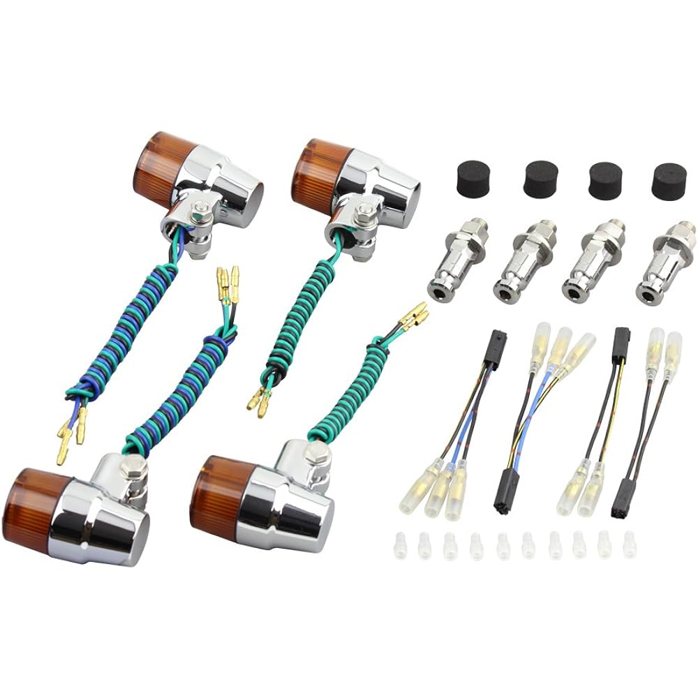 POSH Motorcycle Supplies Super Bike Mini Type Turn Signal Vehicle Specific Set ZEPHYR750/RS('04~) ZRX400II('04~) Plated Body/Orange Lens 031632-33