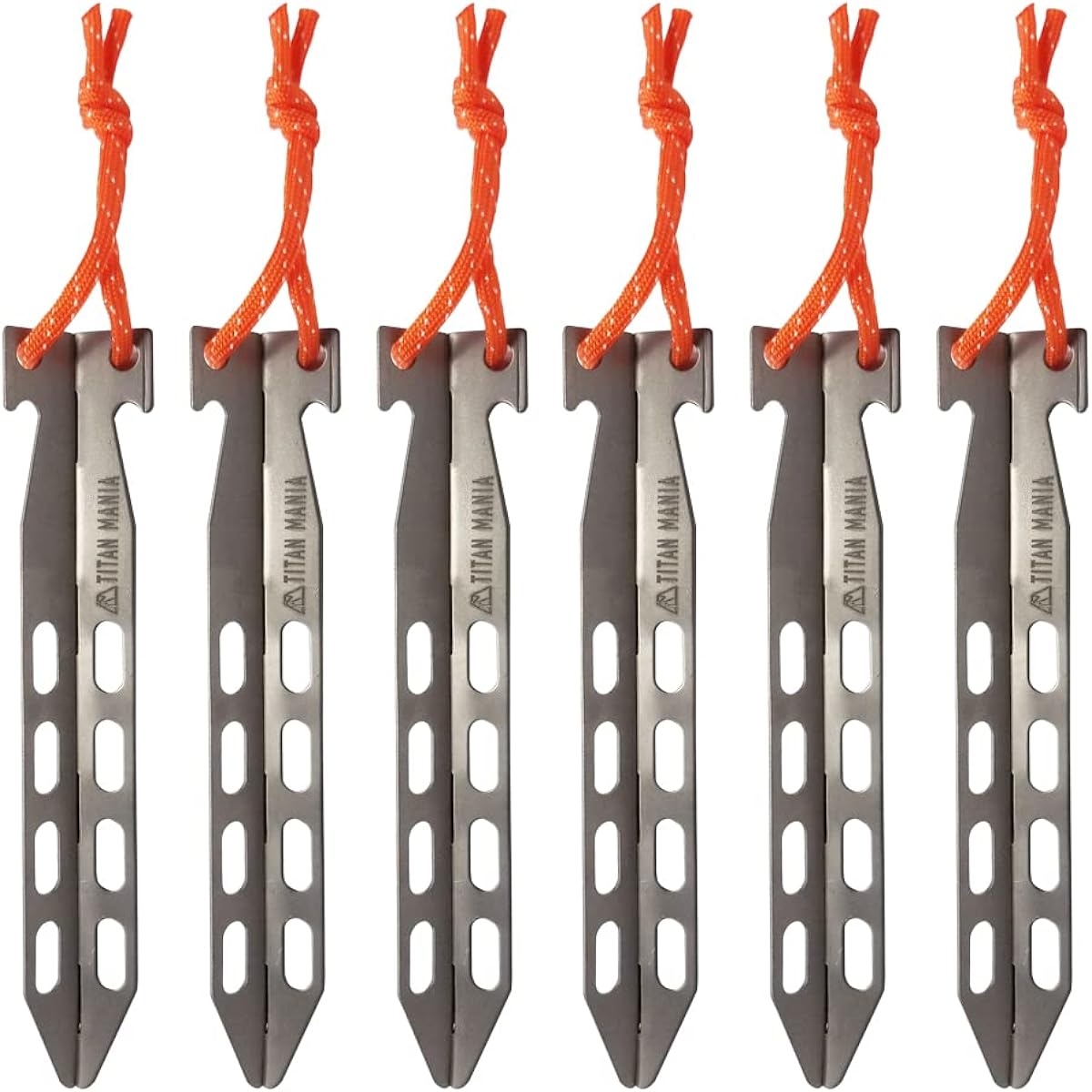 TITAN MANIA Peg Titanium Y-shaped Titanium Peg 16cm Ultra Light Tent Peg Solo Camping Outdoor Setup Tools Camping Equipment Storage Bag Included (Set of 6)