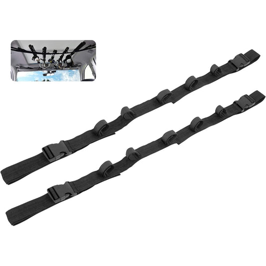 GORIX Rod Belt Car Rod Holder Belt Set of 2 (GF-VRC) Storage for up to 5 fishing rods, inside the car, rod carrying buckle included, easy installation, fishing tools car storage