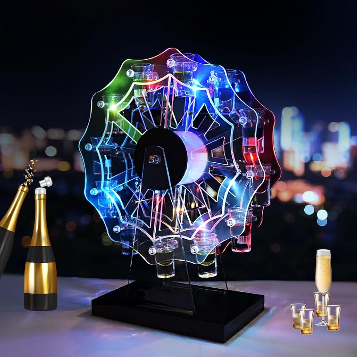 Tequila Ferris Wheel LED Liquor Bottle Display Shelf Ferris Wheel Wine Rack Liquor Glass Stand Rechargeable Automatic Color Change Birthday Christmas Nightclub Party Restaurant New Year's Party Drinking Party Year-end Party Gift Bar Hotel LED Liquor Shel