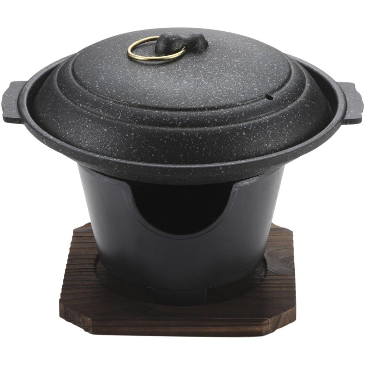 Pearl Metal Ceramic Plate 17cm Lid with Stove Set Strong Marble Kaiseki H-5362