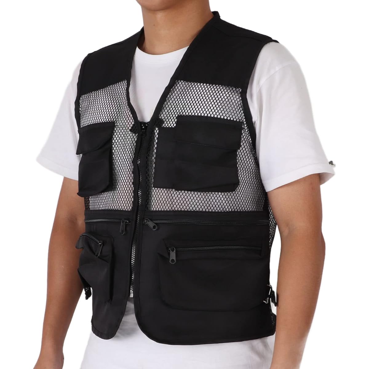 [Shanrya] Mesh fishing vest, ergonomic military vest wear-resistant to withstand outdoor activities