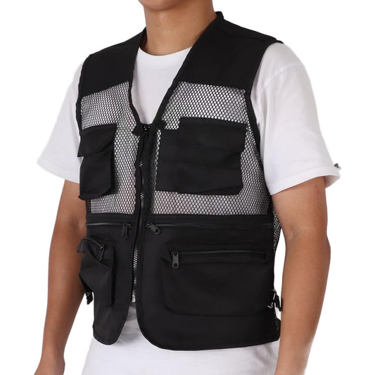 [Shanrya] Mesh fishing vest, ergonomic military vest wear-resistant to withstand outdoor activities