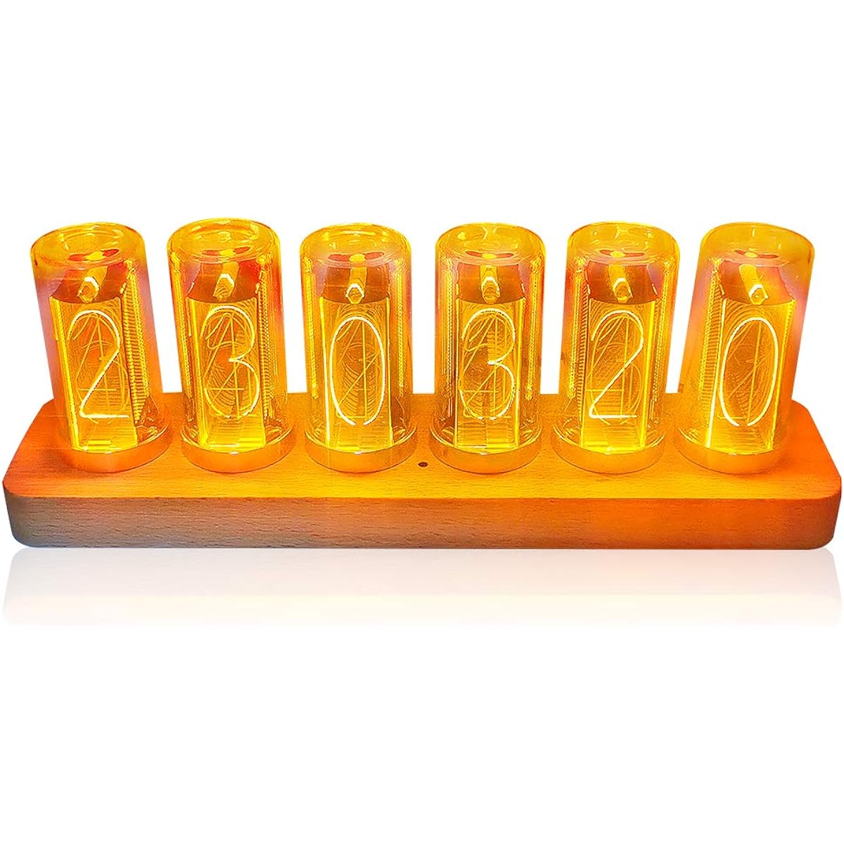 EGAOJP Alarm Clock Retro Nixie Clock Digital Gixie Clock 6 Digit LED Table Clock Gift Christmas Present LED Digital Wooden Table Clock