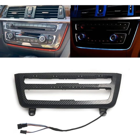 Car Inner Air Conditions A/C Panel LED Lighting Ambient Light Trim Accessories BMW 3 4 Series 3GT F30 F36 M4 M4 Center Control 2 Color Lamp Panel Replacement Cover (Carbon Fiber Color)