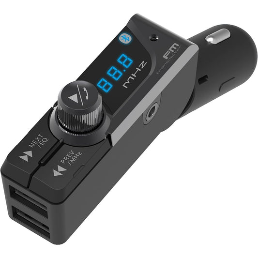 Multi-functional Bluetooth FM transmitter slim design type NKD-230 including AUX output/USB x 2 ports/call/angle adjustment