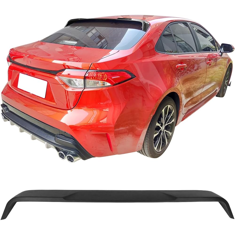 IKON Motorsports Roof Spoiler 2020-2024 Toyota Corolla Sedan Compatible IKON Style Top Roof Spoiler Lip Mat Black 2021