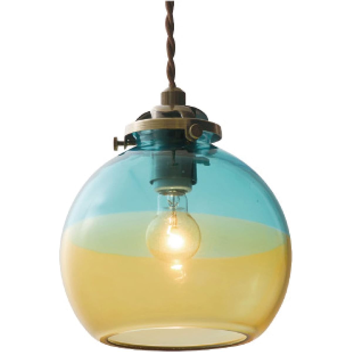 Interform Pendant Light LT-1594BL Albica with LED Bulb Blue Glass Two Tone Gold