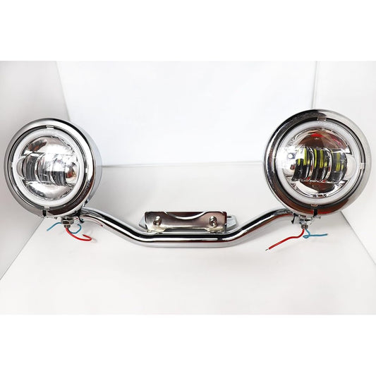 Motorcycle LED fog lamp kit 4.5 inch 30W/General purpose type/American custom/Search dragster/Vulcan/Steed/Magna [Made by Dream-Japan] (Silver with squid ring)