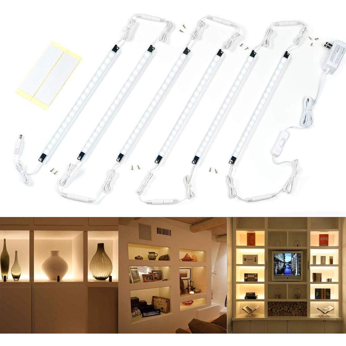 LED Detolf Lighting Stick Light Figure Light Display Light for Display Case Directly Mounted Under Shelf LED Light Set of 6 - Warm White