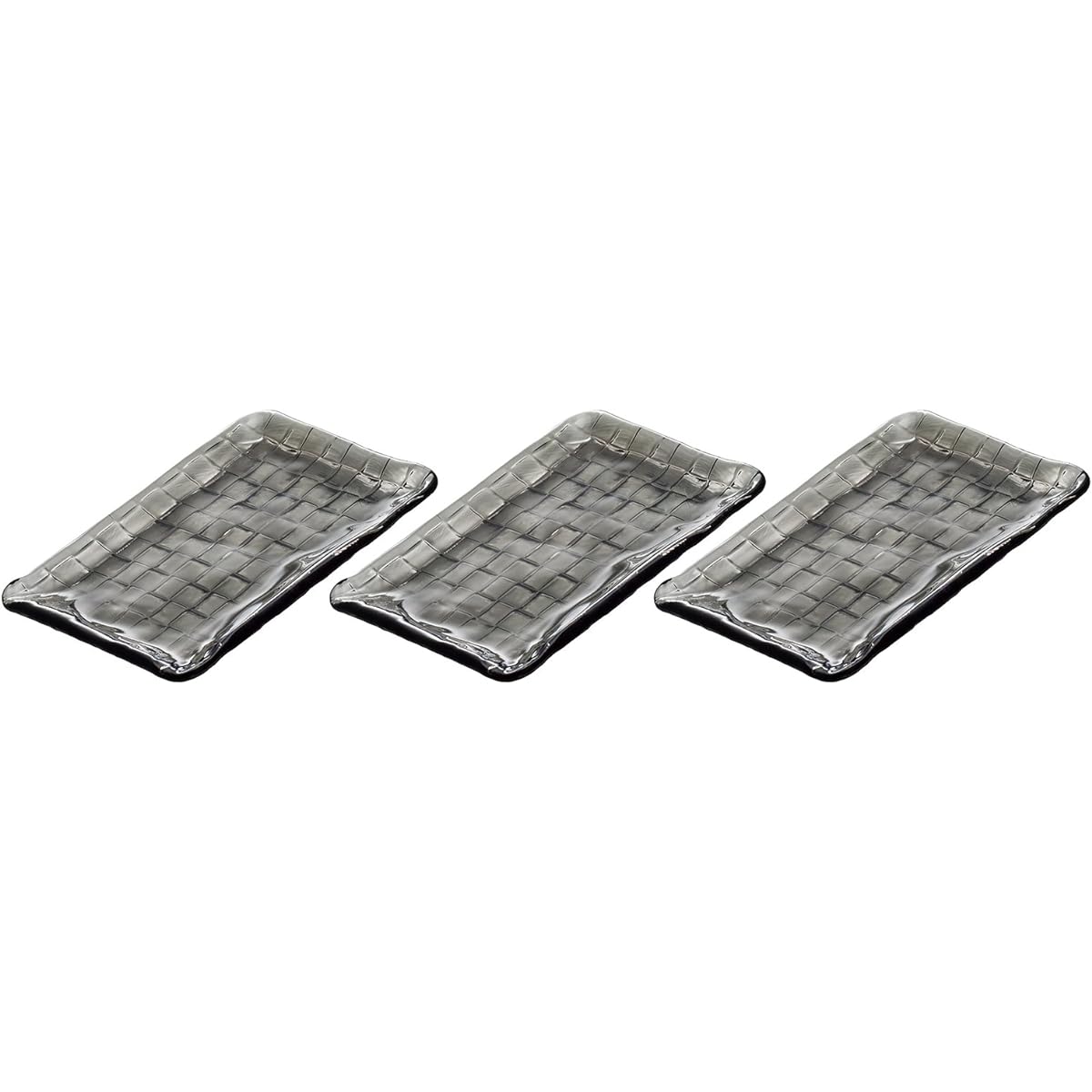 Adelia Glass Plate Smoke Maximum 23 x 18 x Height 1.6 cm Rectangle Plate Set of 3 Made in Japan F-49720