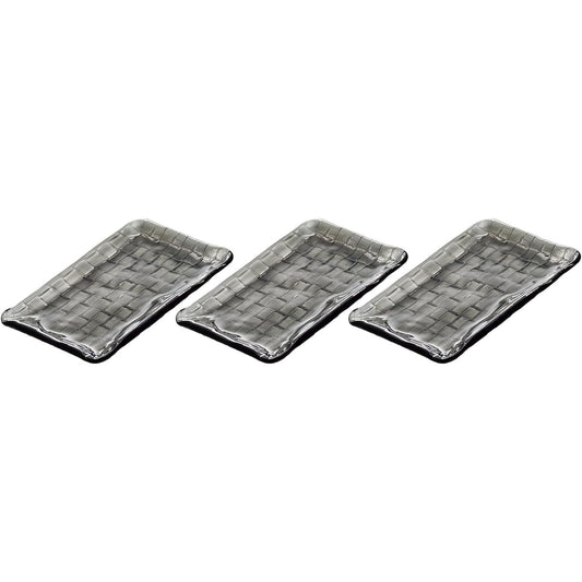 Adelia Glass Plate Smoke Maximum 23 x 18 x Height 1.6 cm Rectangle Plate Set of 3 Made in Japan F-49720