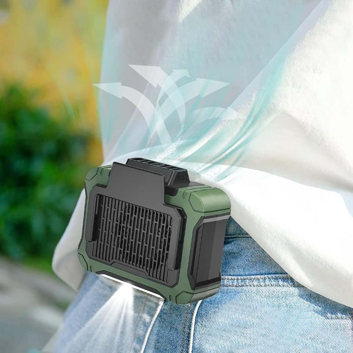 "Up to 100 hours of ventilation" Sitting fan, handheld fan, tabletop fan, portable fan, belt fan, waist air conditioner, USB/solar charging, 3 levels of wind power, quiet, outdoor high temperature fan, watching sports, cap