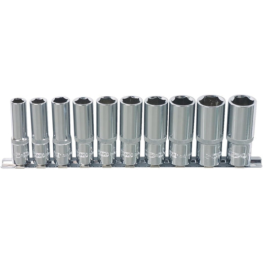 KS TOOLS 1/2" CHROMEplus Hexagonal socket set deep 10 pcs 10-19mm 918.0612