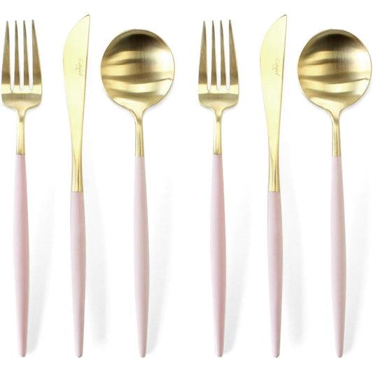 Cutipol GOA Pink Matte Gold Dinner Set of 6 (2 Knives, 2 Forks, 2 Spoons) with Presentation Box