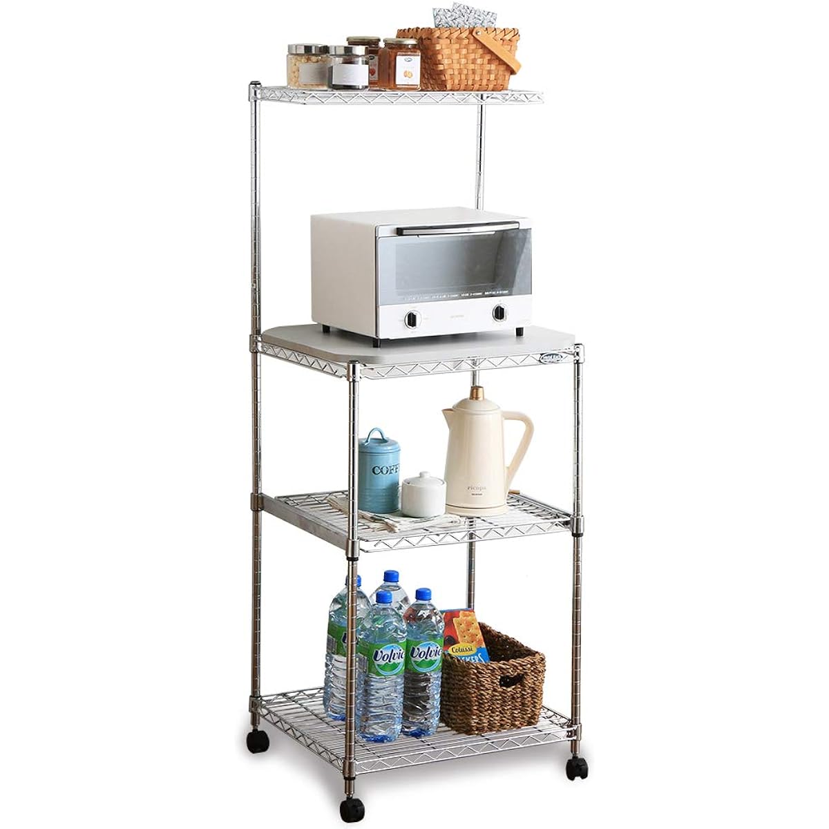 Iris Ohyama Rack Metal Rack Rustproof Width 55 x Depth 45 x Height 139cm 4 Tiers Load Capacity 50kg Pole Diameter 19mm Range Rack Stovetop Kitchen Rack Main Unit MTO-MR55