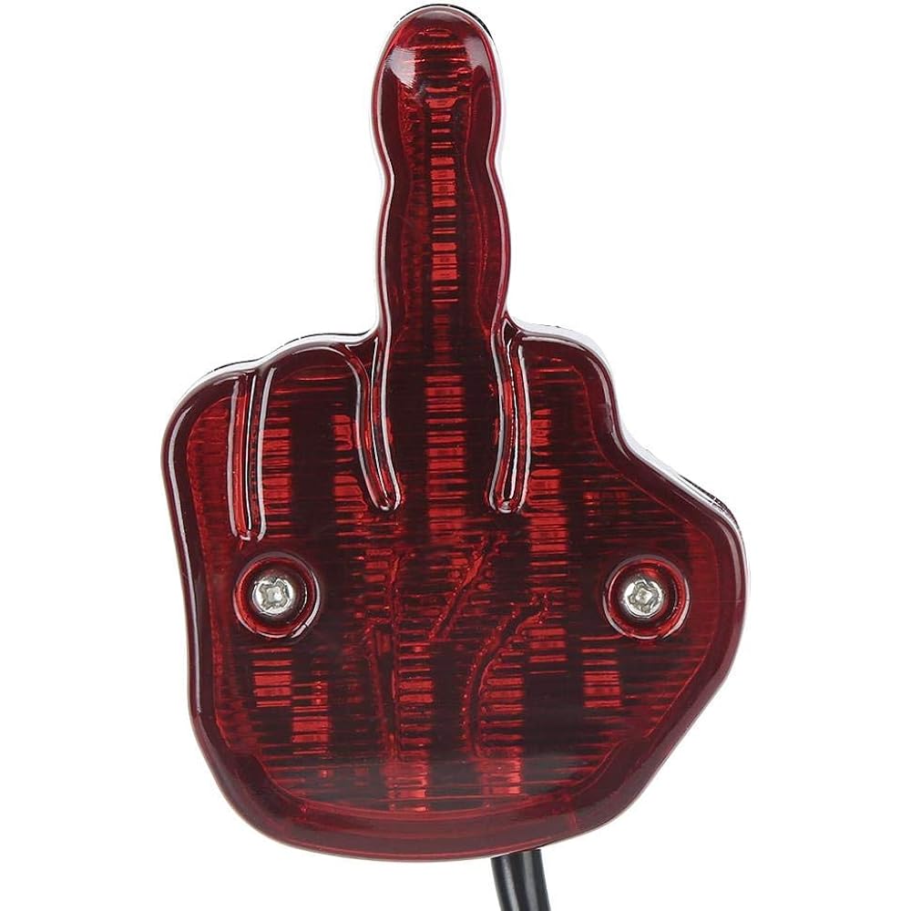 Aramox Motorcycle Tail Light 12V LED Motorcycle Tail Light Rear Brake Lamp Unique Middle Finger Styling