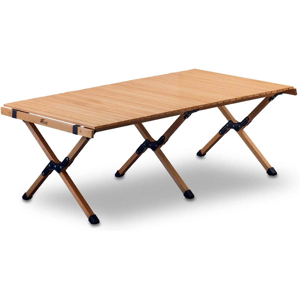 FIELDOOR Wood Roll Top Table, Natural Wood, Compact, Storage, Easy Assembly, Storage Bag Included, Low Table, Interior, Camping, Outdoor