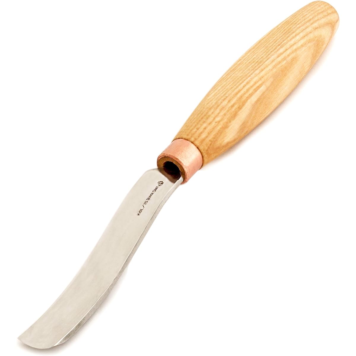 BeaverCraft, Wood Spoon Carving Gouge Compact Chisel K6L/15 - Wood Carving Tools - Bowl Carving - Carbon Steel Blade - Wood Handle - Radial Gouging - Knife Hardwood - Compact Bent Gouging