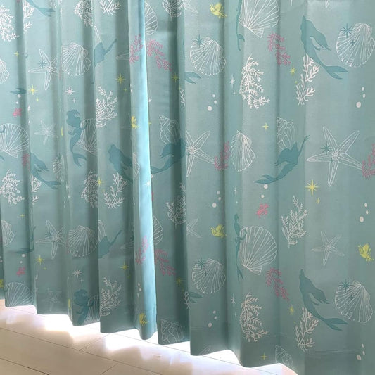 Disney Ariel Disney Grade 2 Blackout Heat Shielding Curtains Width 100 x 200cm Length Set of 2 Disney Princess Little Mermaid Washable Character SB-555-D