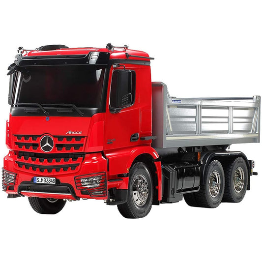 Tamiya 1/14 Electric RC Big Truck Series No.61 Mercedes-Benz Arocs 3348 6×4 Dump Truck Red Cabin/Silver Vessel Edition 56361