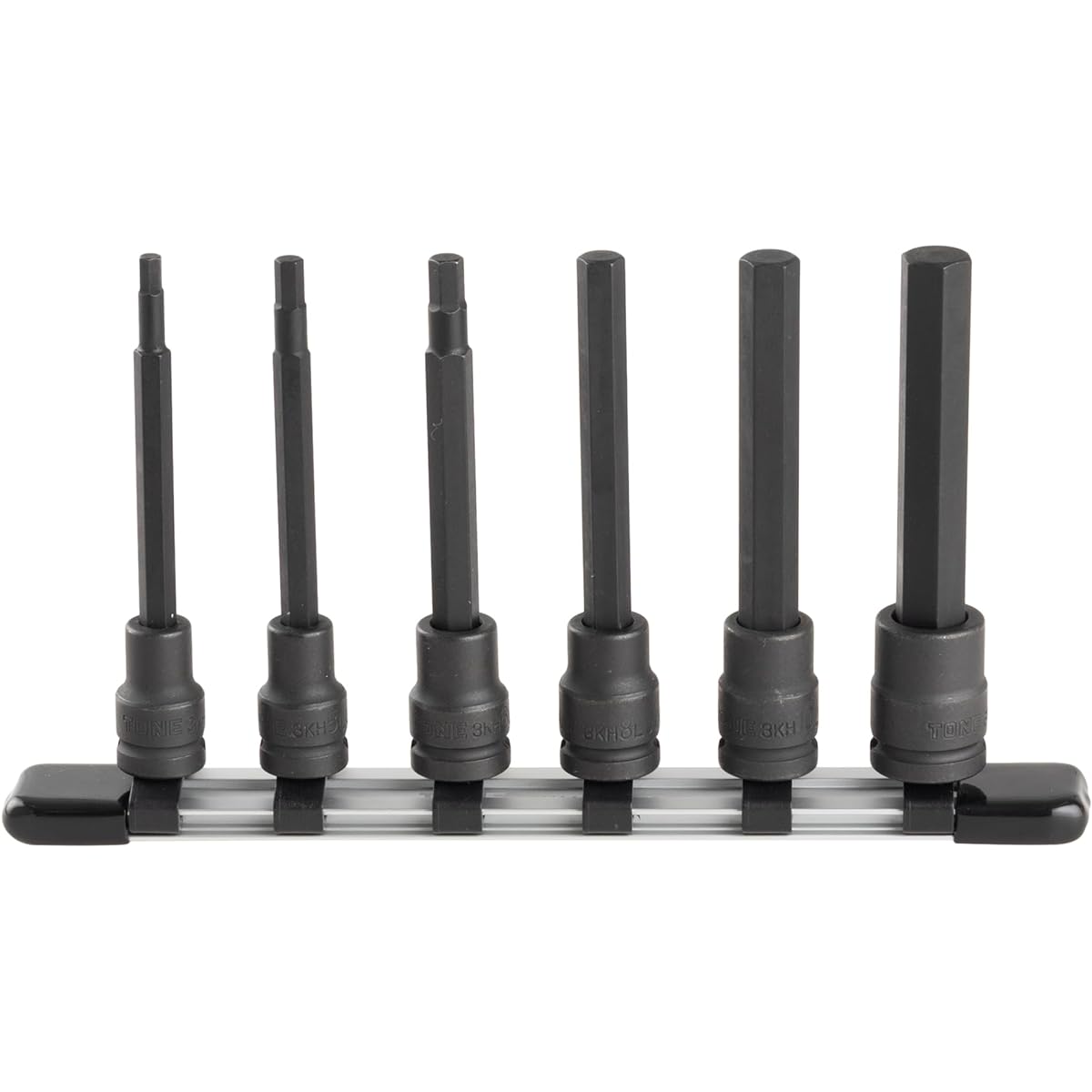 TONE Long Hexagon Socket Set (Strong Type, with Holder) HKH306L Drive Angle 9.5mm (3/8") Contents 6 items