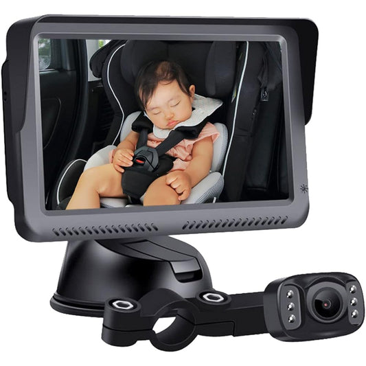 MAXWIN Baby Monitor for Cars Car Baby Mirror Camera Car Watch Monitor with Night Vision Function Baby Camera Monitor 5 Inch Child Camera K-MIRA05