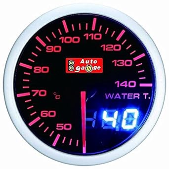 AUTOGAUGE Water Thermometer SM 52Φ White/Amber Red Analog Digital Dual Series
