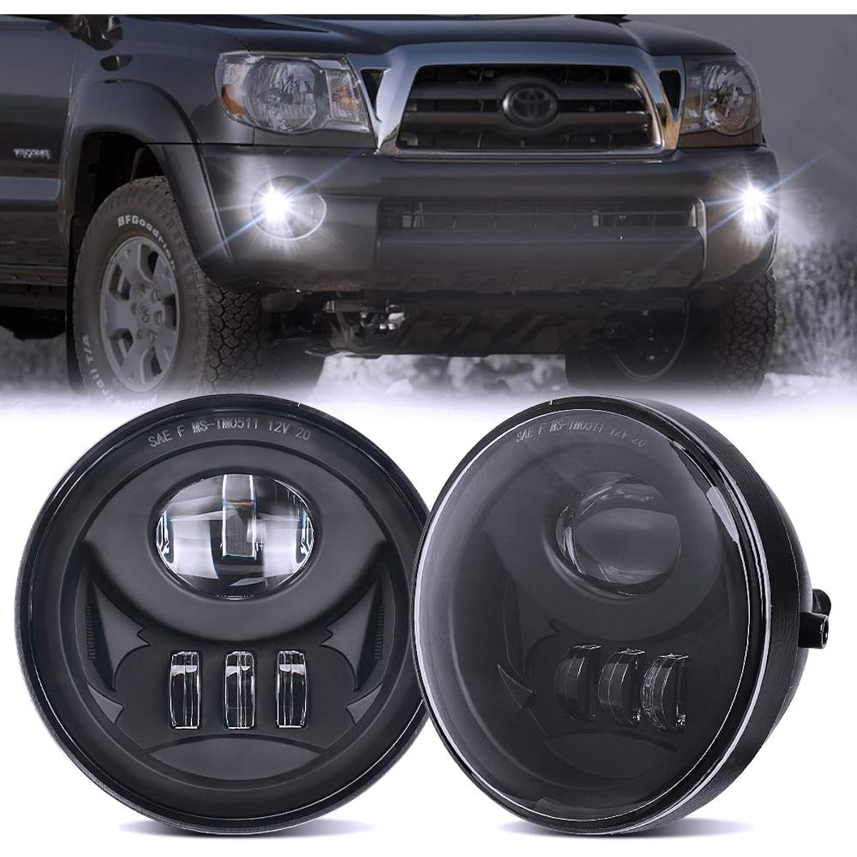 LUSGWUFAD Upgrade LED Fog Light Asen Buri Tacoma Front Bumper Drying Fog Lamp Toyota Tacom 2005-2011 Solara 2004-2006 TUNDRA 2007-2013 SEQUOIA 2008-2015-Dot Accepted Assembly