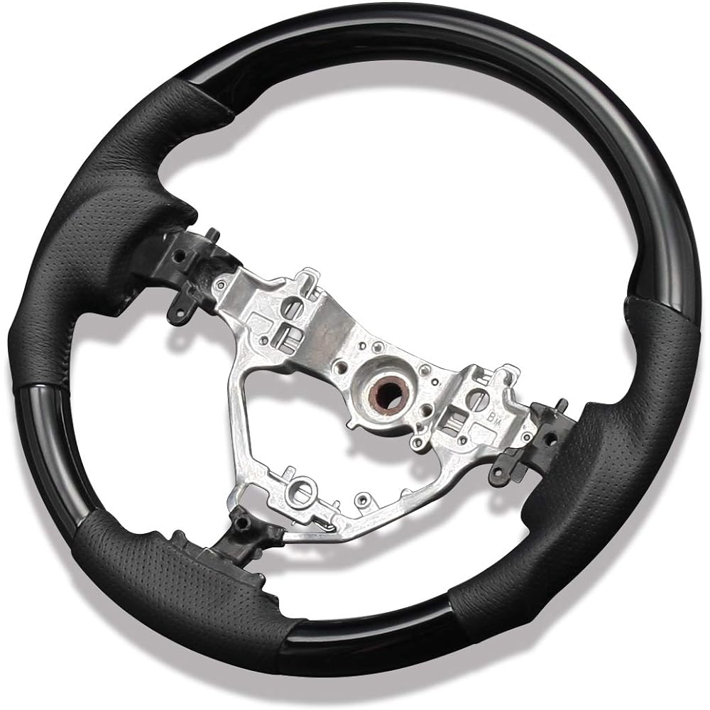 Steering Noah Voxy Esquire 80 Series Harrier Piano Black Gun Grip PVC Leather Genuine Replacement Handle Wood Style Panel Luxury Punching Leather Car Dress-up (Piano Black)