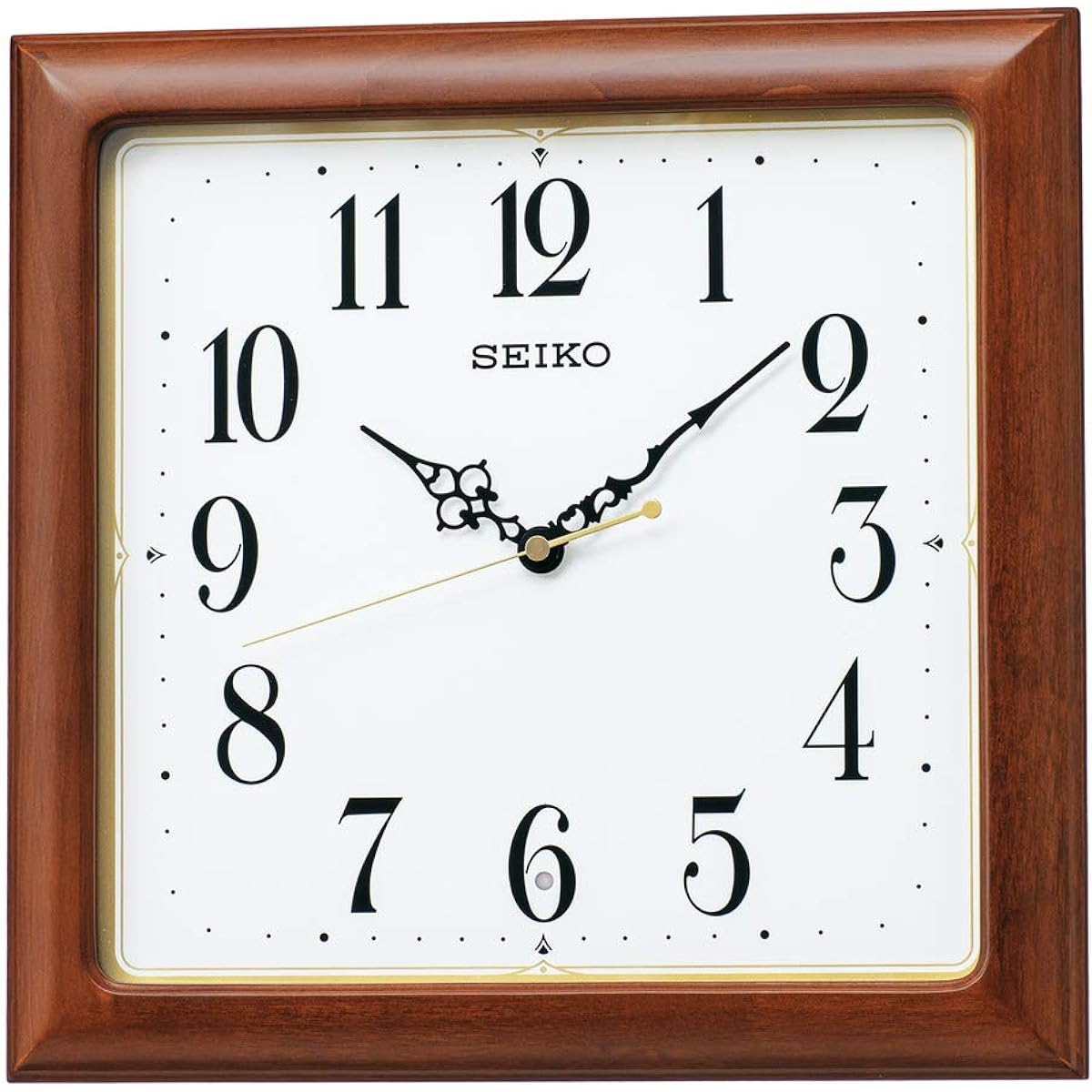 Seiko Clock Wall Clock Radio Analog Wooden Frame Square Brown Wood Body Size: 33.0 x 33.0 x 4.8cm KX248B