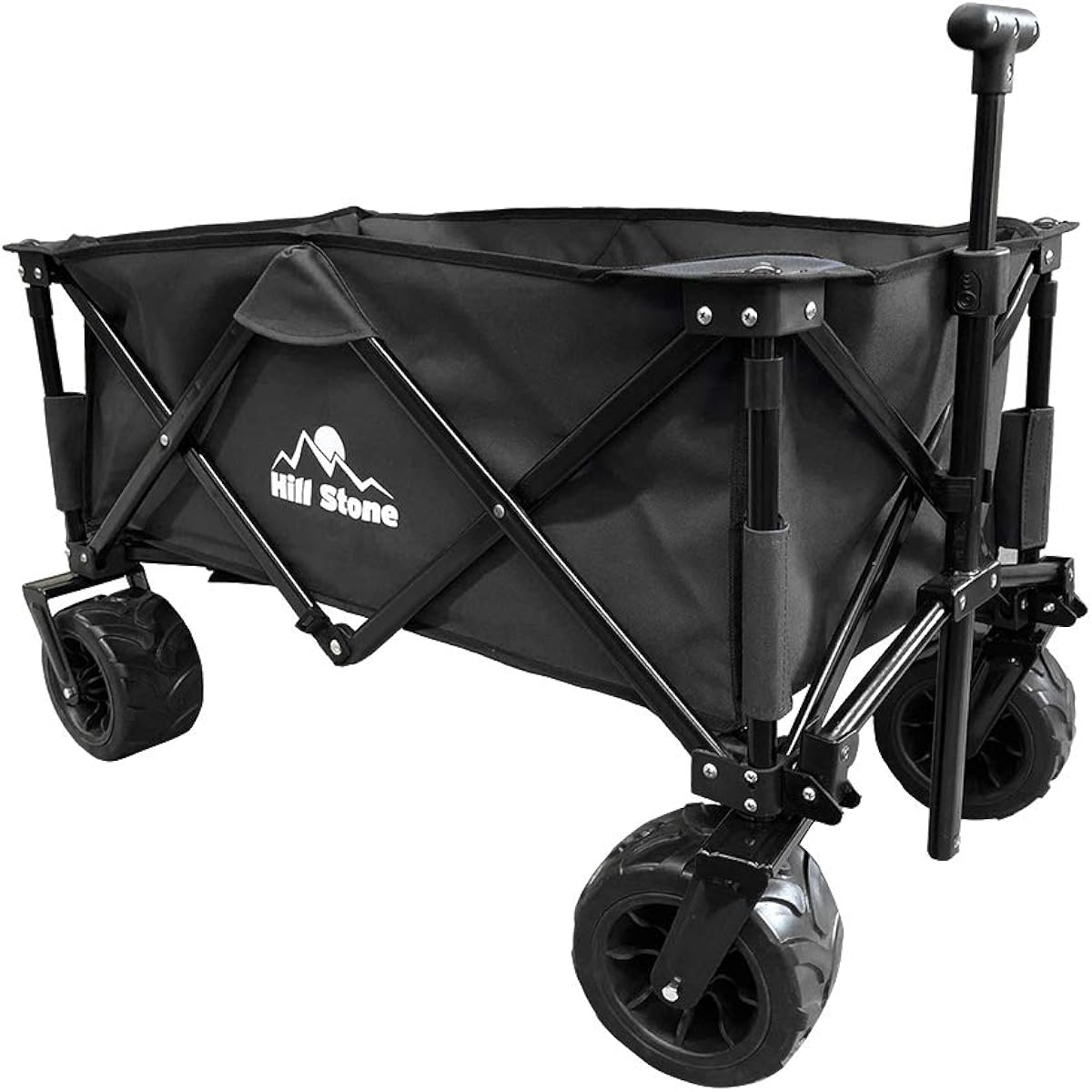 kaitou Carry Wagon, Foldable, Large Capacity Storage, Carry Cart, Compact, Load Capacity 80kg, Shopping Cart, Luggage, Moving, Camping, Large Capacity, Sports Days, Beaches, Alloy Steel, Single Sheet Structure, Thick Tires, Black [Parallel Import]