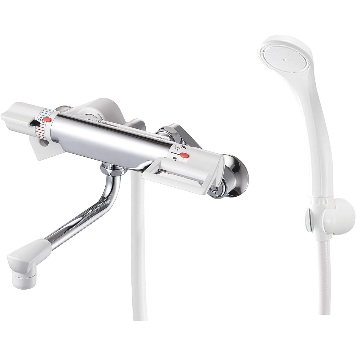 SANEI (former company name: Sanei Faucet Manufacturing) Thermo Shower Mixing Faucet Hose 1.6Ⅿ Water Saving Shower Reliable Insulated Body SK181D-13 White