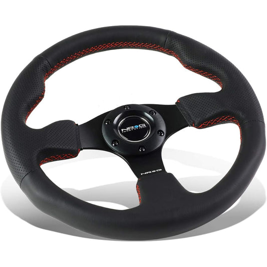 NRG Innovations RST-012R-RS reinforced steering wheel (320mm sports leather steering wheel red stitch)