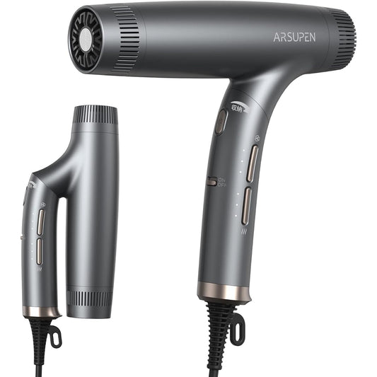 Arsupen Hair Dryer, Salon Sense, Quick Drying, Ion Balance Generator, Moisturizes and Smooth Hair, Hair Care, Large Air Volume 20m/s, 1400W, Low Noise, Foldable, Lightweight, 4 Temperature Modes, 3 Levels of Wind Speed Adjustment, Compact