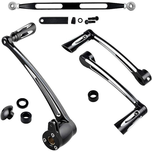 Combo Black Brake Arm + Toe Heel Gear Shift Lever + Gear Billet Linkage + Shifter Peg for 2014-2017 Harley Touring