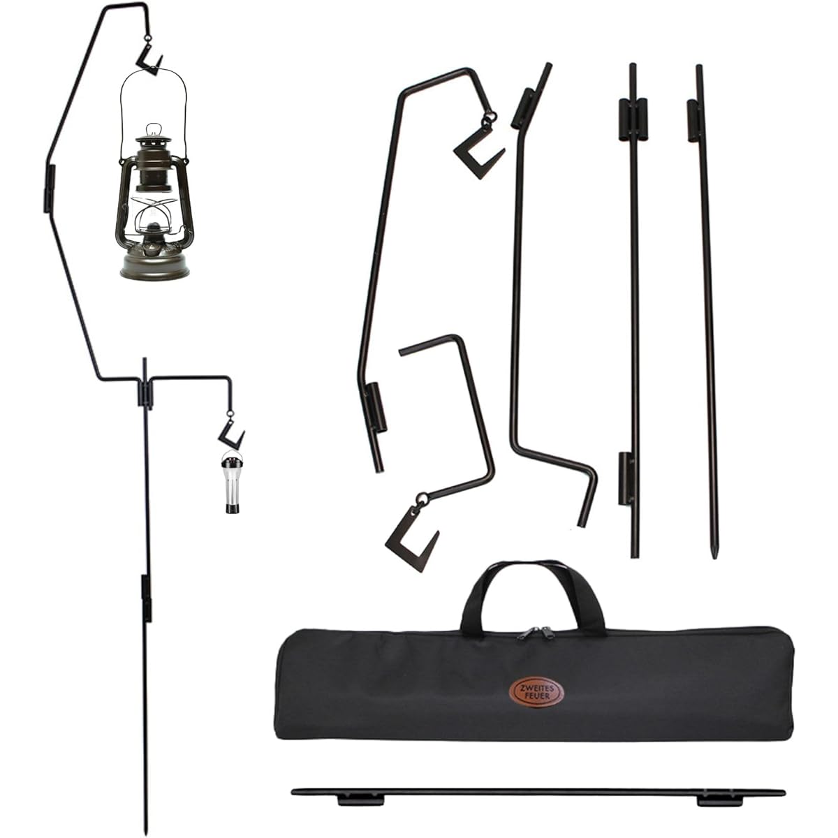 ZWEITES FEUER Lantern Stand [Extension Pole Included] Drive-in Bonfire Hanger Compact Storage Case Japanese Brand