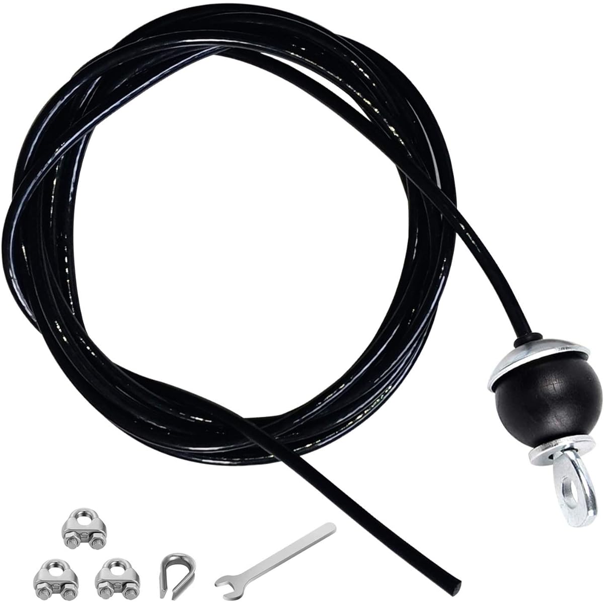 Home Gym Fitness LAT Pull Down Cable Replacement 78/118/236 Inch 6mm Adjustable Length Pulley System Cable Machine Workout Equipment Steel Wire Rope with Rubber Stopper Ball