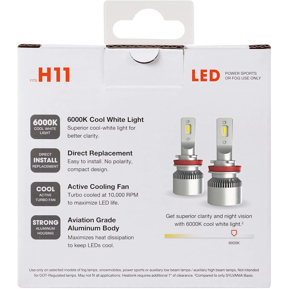 SYLVANIA H11 LED Power Sports Headlight Light bulb 2 -pack for off -road 2 packs
