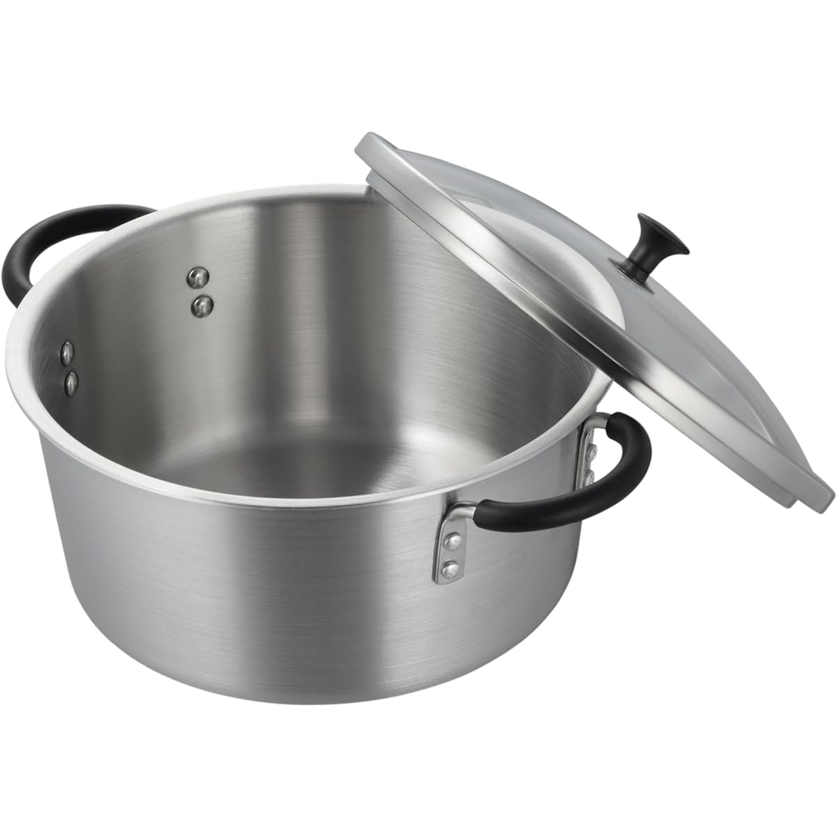KAI Gas Fire IH Compatible High Heat Conductivity Minimal Two Handed Pot 23cm with Glass Lid Supervised by Masayo Waki O.E.C Silver DY5212
